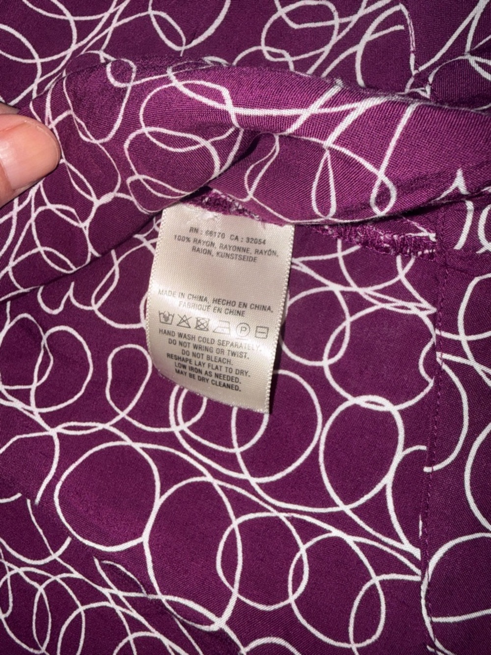 Mauve Plum Printed Cap-Sleeve Button-Front Blouse - Picture 3 of 4